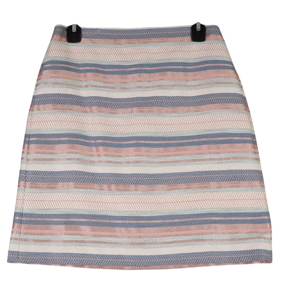 LOFT Skirt Womens 0 Striped Pink Blue Textured A-Line Career